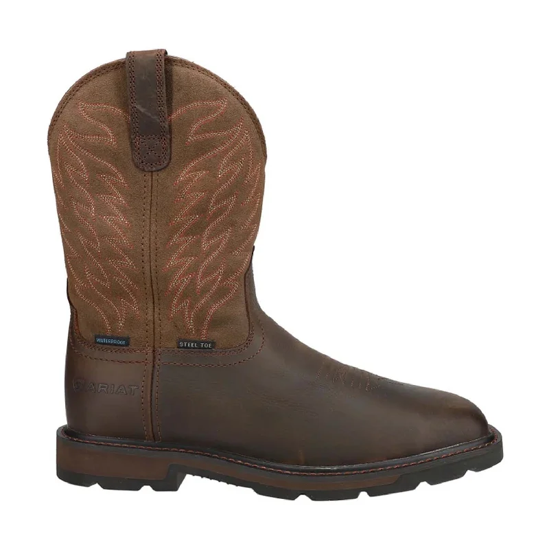 Groundbreaker Steel-Toe Waterproof Pull-On Work Boot Brown