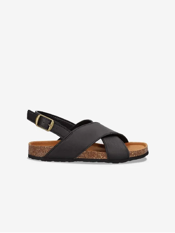 Lanta Unisex Vegan Apple Leather Sandals | Black