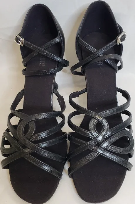 2.5" Brenda -- Flare Heel Latin Sandal -- Black