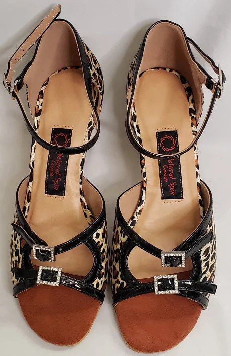 2.5" Renee-- Flare Heel Latin Sandal -- Leopard