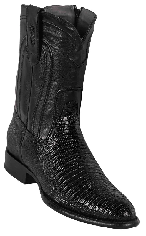 69Z0705 MEN LOS ALTOS BOOTS TEJU ROPER BLACK LEATHER BOOT