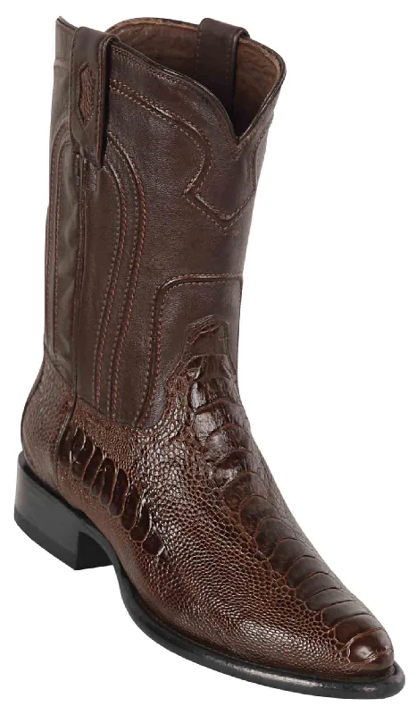 690507 MEN LOS ALTOS BOOTS OSTRICH LEG ROPER BROWN LEATHER BOOT