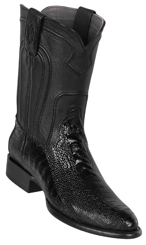 690505 MEN LOS ALTOS BOOTS OSTRICH LEG ROPER BLACK LEATHER BOOT