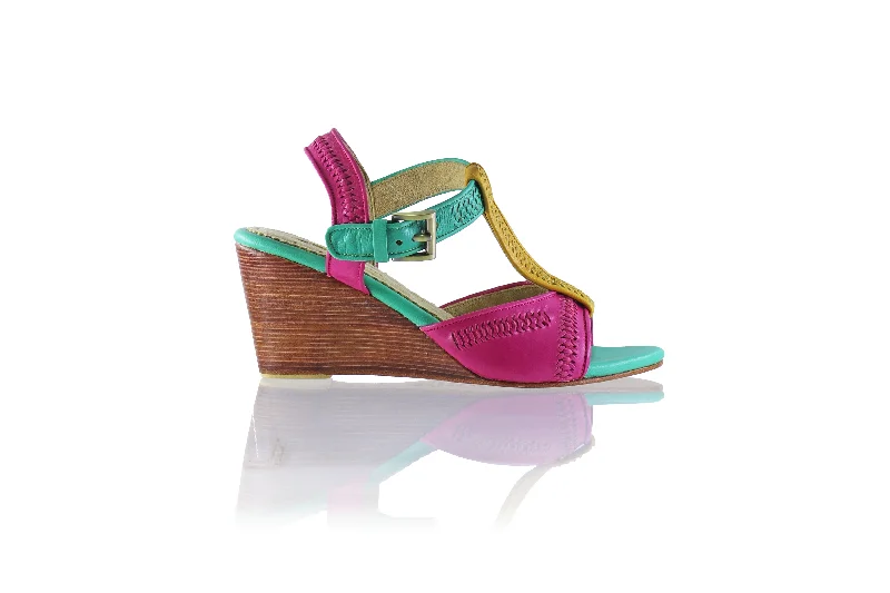 Jazz 80mm Wedge - Fuschia & Tosca & Mustard