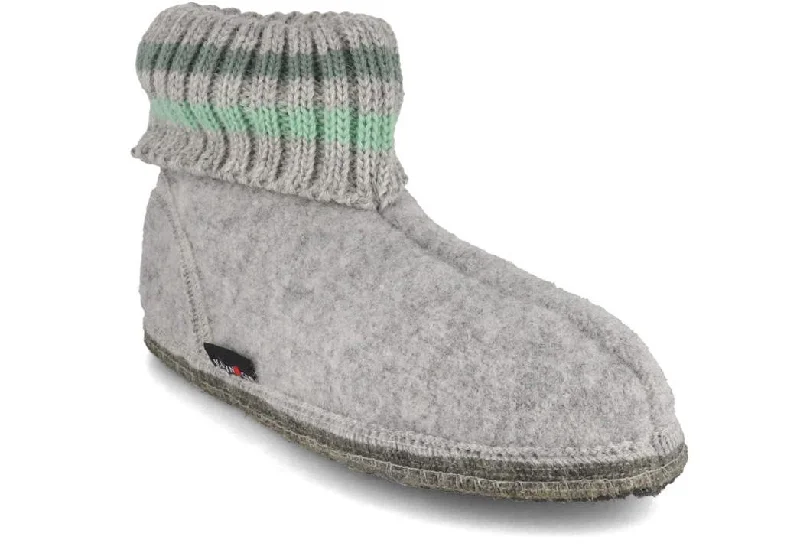 HAFLINGER Women Men Boiled Wool Slipper Boots 'Paul', stone