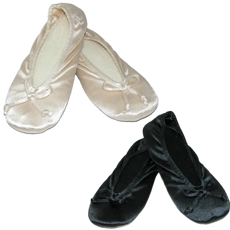 Women's Satin Plus Size Ballerina Slippers (Pack of 2)