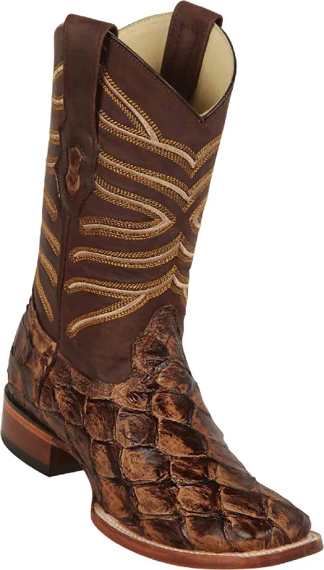 8221046 LOS ALTOS BOOTS WIDE SQUARE TOE PIRARUCU CACAO MATTE