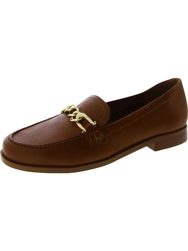 Womens Leather Chain Loafers