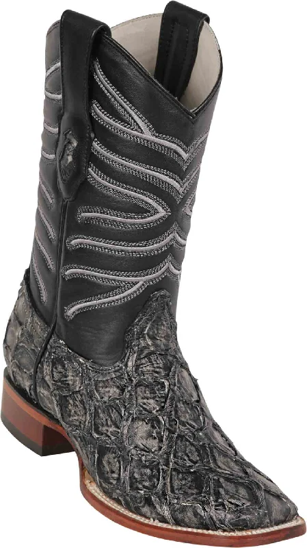 8221081 LOS ALTOS BOOTS WIDE SQUARE TOE PIRARUCU RUSTIC BLACK