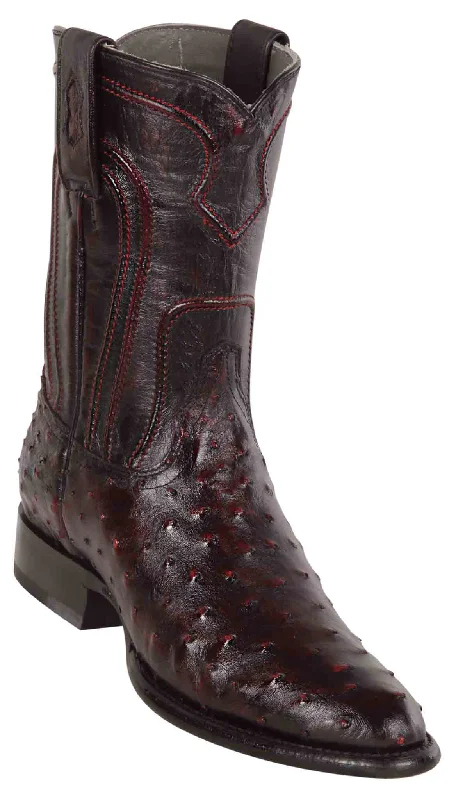 690318 MEN LOS ALTOS BOOTS OSTRICH ROPER BLACK CHERRY LEATHER BOOT