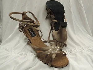 2.38" Brandy -- Flare Heel Latin Sandal -- Bronze Satin