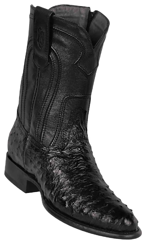 69Z0305 MEN LOS ALTOS BOOTS OSTRICH ROPER BLACK LEATHER BOOT