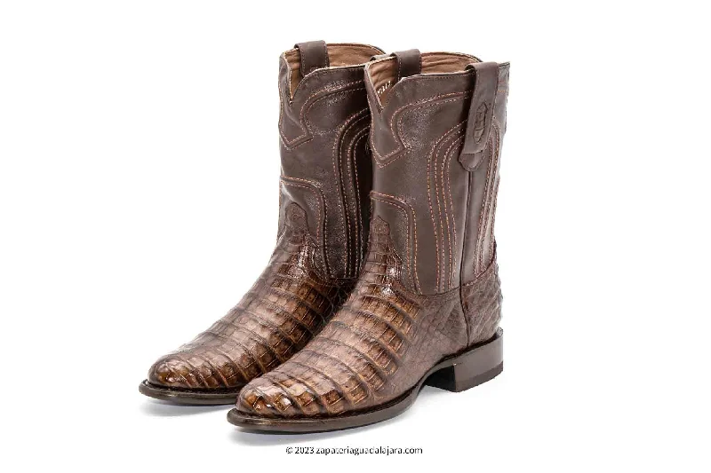 698207 MEN LOS ALTOS BOOTS CAIMAN BELLY ROPER BROWN LEATHER BOOT