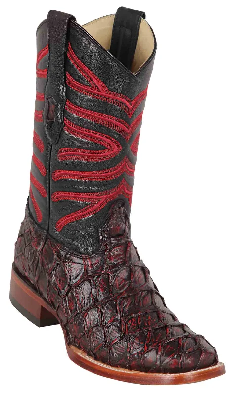 8221018 LOS ALTOS BOOTS WIDE SQUARE TOE PIRARUCU BLACK CHERRY