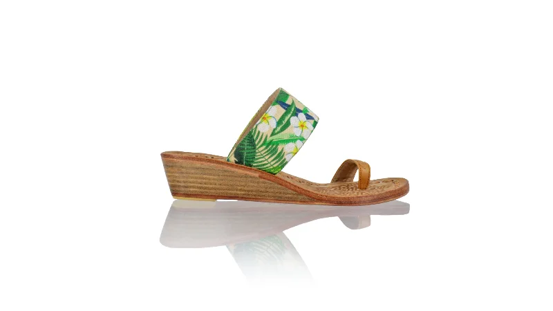 Arini 35mm Wedge -  Nude & Multi Color Forest