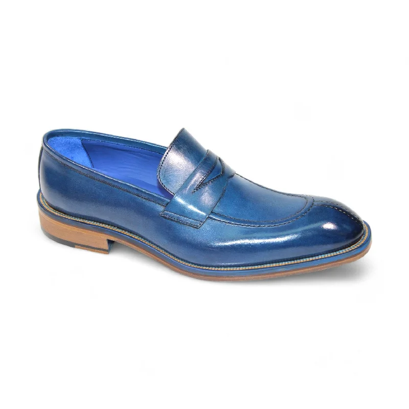 Emilio Franco Mirko Men's Shoes Blue Calf-Skin Leather Loafers (EF1260)