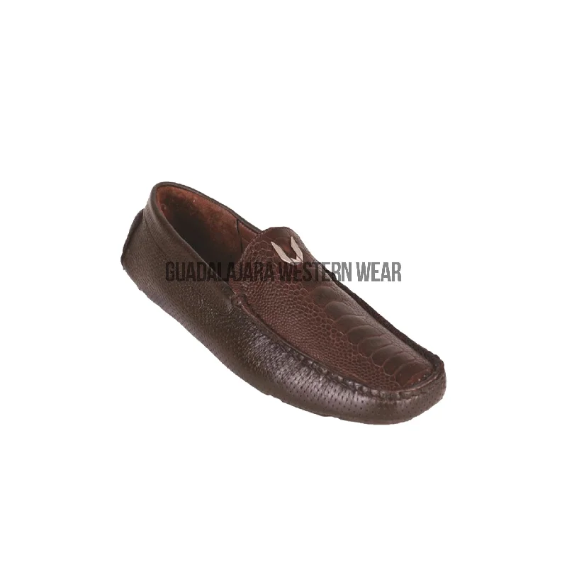 Vestigium Brown Grasso Ostrich Leg Loafers