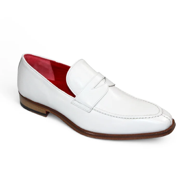 Emilio Franco Oliviero Men's Shoes White Calf-Skin Leather Loafers (EF1263)