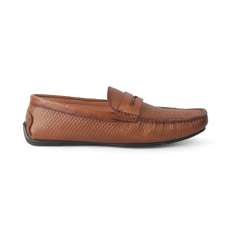 Tresmode Copen Tan Men's Leather Penny Driving Loafers