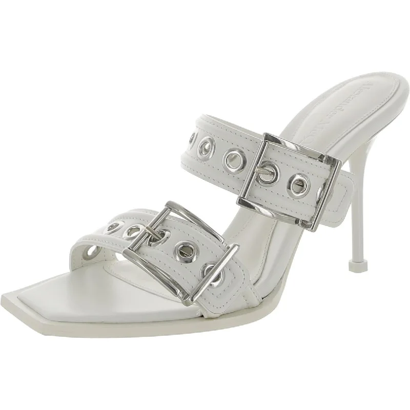 Alexander McQueen Womens Leather Buckle Heels