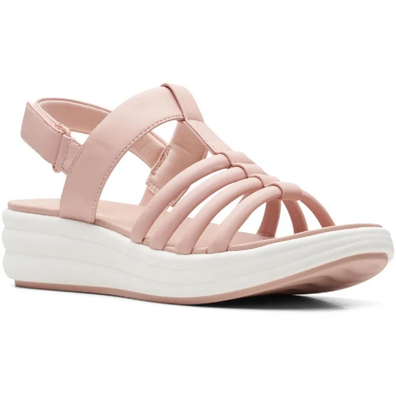 Cloudsteppers by Clarks Womens Drift Ease Faux Leather Caged Sport Sandals