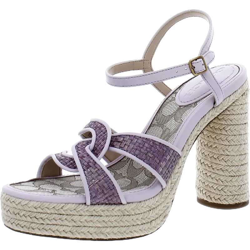 Coach Womens Talina Raffia Block Heel Espadrille Heels