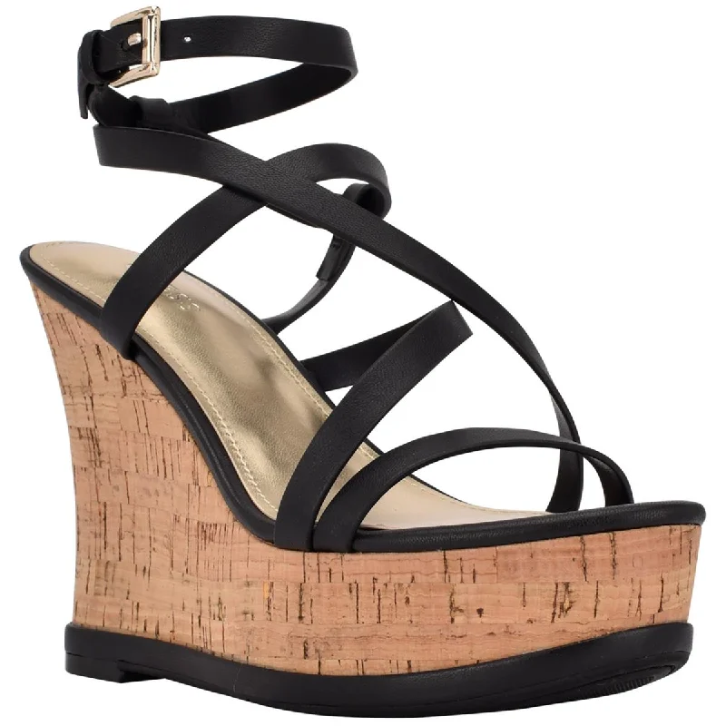 Guess Womens DEEDRA Faux Leather Wedge Sandals