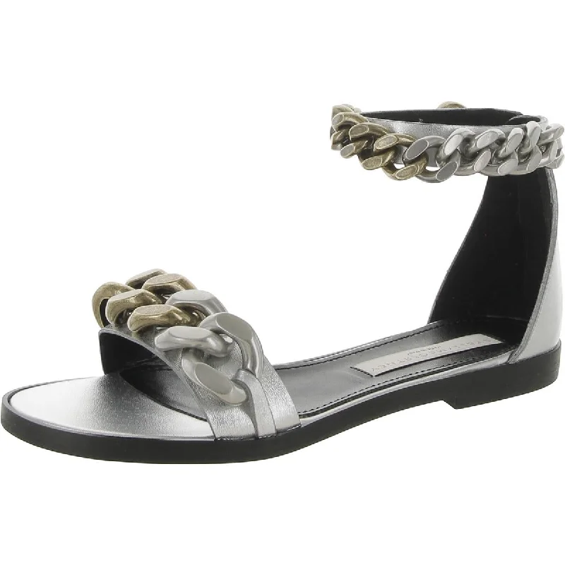 Stella McCartney Womens Falabella Metallic Chain Ankle Strap