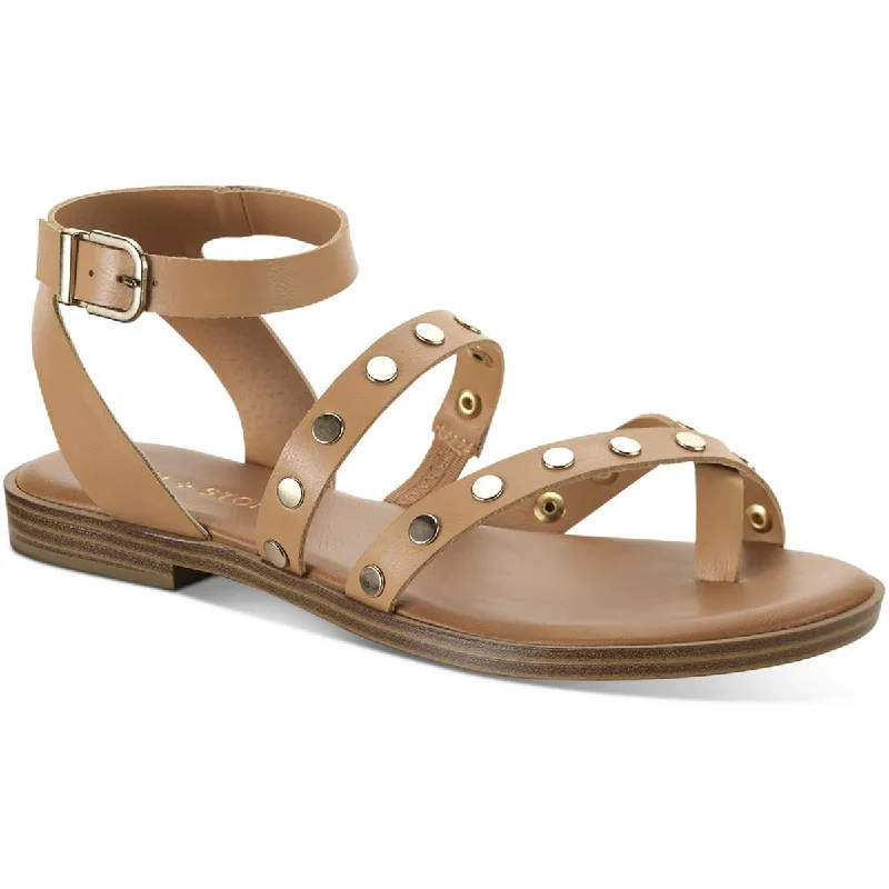 Sun + Stone Womens Studleyy Faux Leather Thong Strappy Sandals