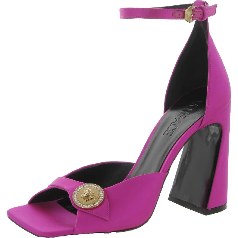 Versace Womens Sandalo Satin Block heel Pumps