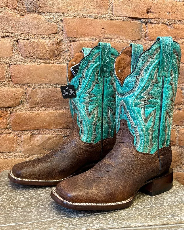 Dan Post Women's Babs Brown and Teal Square Toe Cowgirl Boots DP4937