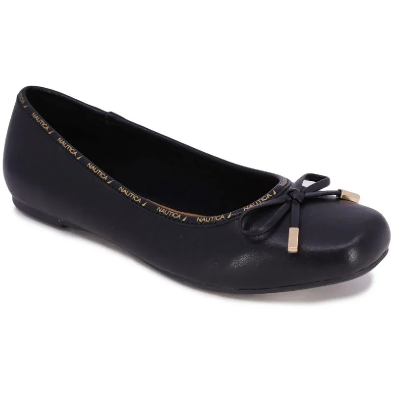 Nautica Womens Alix Faux Leather Slip On Ballet Flats