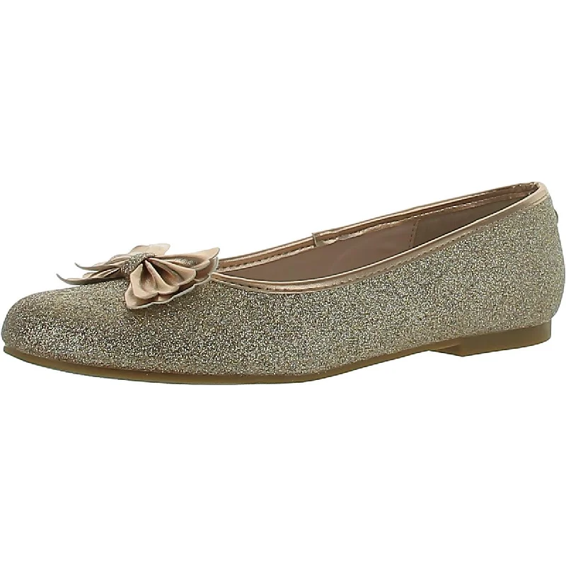 Nina Womens Leather Glitter Ballet Flats