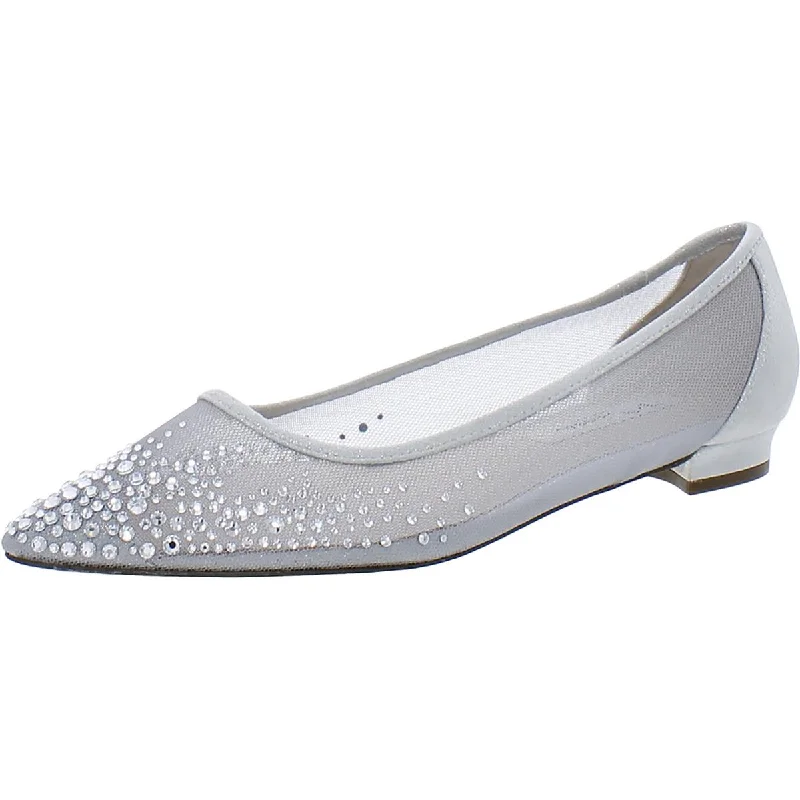 Nina Womens Metallic Rhinestone Ballet Flats