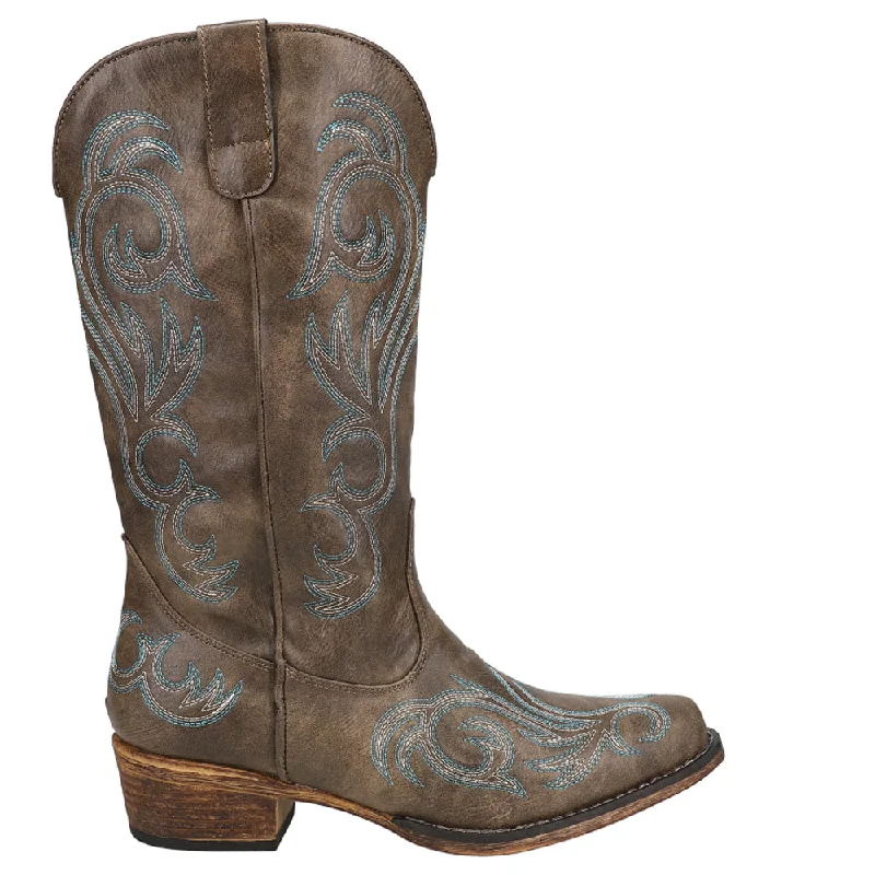 Riley Embroidery Round Toe Cowboy Boots