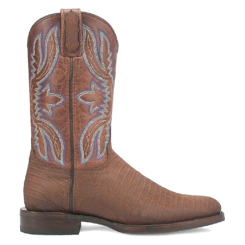 Saw Buck Lizard Print Round Toe Cowboy Boots