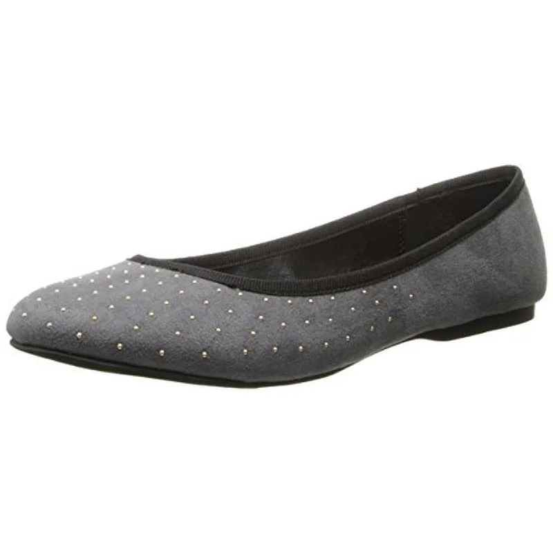 Wild Pair Womens Morton Faux Suede Studded Flats