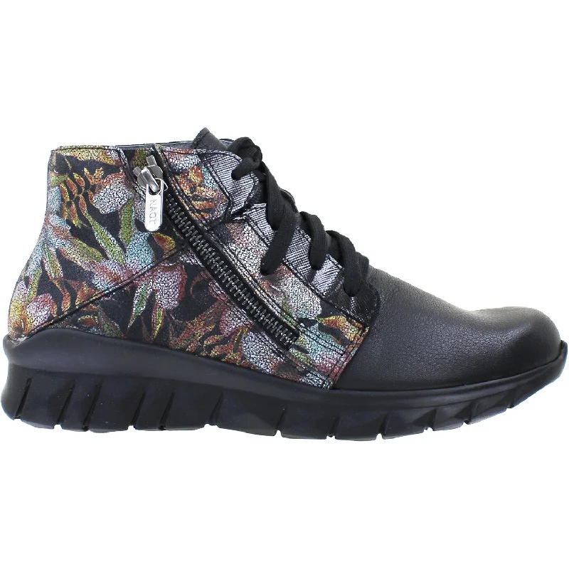 Women's Naot Polaris Soft Black/Dark Floral/Black Luster Leather